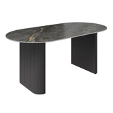 Cartier 180cm Oval Gloss Grey Ceramic Dining Table - Pendle Village Furniture