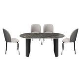 Cartier 180cm Oval Gloss Grey Ceramic Dining Table Set - Pendle Village Furniture
