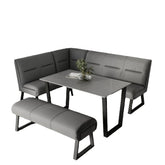 Cerutti Grey Ceramic Dining Table with Left Hand Facing Corner Bench and Low Backless Bench Set - Pendle Village Furniture