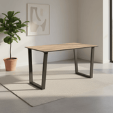 Cerutti 140cm Oak Effect Ceramic Dining Table with Grey Metallic U Shape Legs