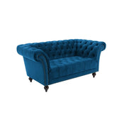Chester Blue Plush Velvet Soft Fabric Chesterfield Sofa - Pendle Village Furniture