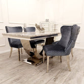 2.0M Bentley Light Grey Marble Dining Table Set - Pendle Village Furniture