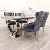 Luciana Grey Marble Top Dining Table Set with Bentley Dining Chairs - Pendle Village Furniture