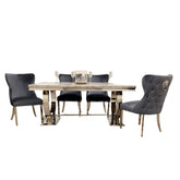Luciana Grey Marble Top Dining Table Set with Bentley Dining Chairs - Pendle Village Furniture