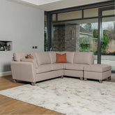 Cromwell Biscuit Linen Fabric RHF Corner Sofa - Pendle Village Furniture