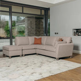 Cromwell Biscuit Linen Fabric LHF Corner Sofa - Pendle Village Furniture