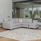 Cromwell Grey Linen Fabric RHF Corner Sofa - Pendle Village Furniture