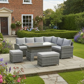 Calviro Luxe right-hand corner dining set with spacious outdoor seating.