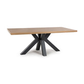 Camden 200cm Rustic Oak Dining Table with 6 Bosley Dining Chairs - Pendle Village Furniture