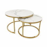 Capri Polar White Sintered Stone Nest of 2 Round Coffee Tables - Pendle Village Furniture