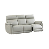 Carlton 3 Seater Electric Recliner Sofa – Light Grey Premium Leather - Pendle Village Furniture