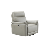 Carlton Light Grey Leather Electric Recliner Armchair - Pendle Village Furniture