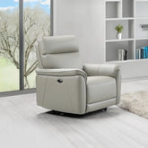 Carlton Light Grey Leather Electric Recliner Armchair - Pendle Village Furniture