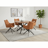 Carson Round Oak Veneer Dining Table with 4 Arundel Chairs