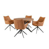 Carson Round Oak Veneer Dining Table with 4 Arundel Chairs - Pendle Village Furniture