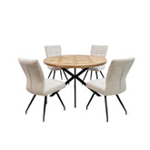 Carson Round Oak Veneer Dining Table with 4 Ellison Chairs - Pendle Village Furniture