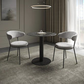 Cartier 80cm Round Gloss Grey Ceramic Dining Table with 2 Ria Dining Chairs - Pendle Village Furniture