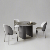 Cartier Round Gloss Grey Ceramic Dining Table Set - 120cm - Pendle Village Furniture
