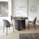 Cartier Round Gloss Grey Ceramic Dining Table Set - 120cm - Pendle Village Furniture