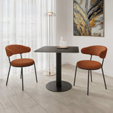 Cartier 80cm Square Gloss Grey Ceramic Dining Table with 2 Ria Dining Chairs - Pendle Village Furniture