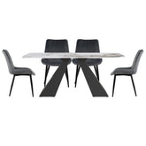 Casa 1.8M White Ceramic Top Dining Table with Roco Swivel Chairs - Pendle Village Furniture