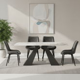 Casa 1.8M White Ceramic Top Dining Table with Roco Swivel Chairs