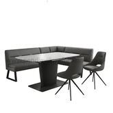 Catania Small Ext Dining Table with Corner Bench and Swivel Chairs - Pendle Village Furniture