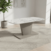 Catania White Ceramic and Beige Base Coffee Table