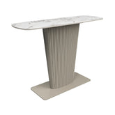 Catania White Ceramic Top Beige Base Console Table - Pendle Village Furniture