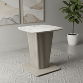 Catania White Ceramic Top and Beige Base Lamp Table