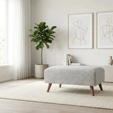 Cavendish fabric footstool with modern design and soft cushioning.