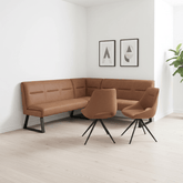 Cerutti Tan Corner Bench & 2 Chairs Set
