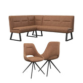 Cerutti Tan Corner Bench & 2 Chairs - Pendle Village Furniture