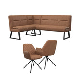 Cerutti Tan Corner Bench & 2 Lina Chairs - Pendle Village Furniture