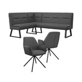 Cerutti Grey Corner Bench & 2 Lina Chairs - Pendle Village Furniture