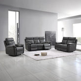 Chatburn Dark Grey Leather Electric Recliner Armchair - Pendle Village Furniture