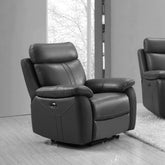Chatburn Dark Grey Leather Electric Recliner Armchair - Pendle Village Furniture