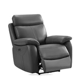 Chatburn Dark Grey Leather Electric Recliner Armchair - Pendle Village Furniture
