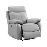 Chatburn Light Grey Leather Electric Recliner Armchair - Pendle Village Furniture