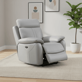 Chatburn Light Grey Leather Electric Recliner Armchair