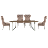 Noir Railway Sleeper Dining Table with Noir Quilted Chairs - 180cm - Pendle Village Furniture