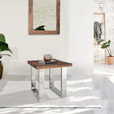 Noir Railway Sleeper Wood Side Table - Pendle Village Furniture