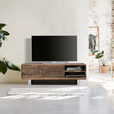 Noir Railway Sleeper Wood TV Cabinet with 2 Doors - Pendle Village Furniture