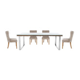 180cm Noir Railway Dining Table with U - Shaped Legs and 6 Upholstered Chairs - Pendle Village Furniture