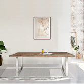 Noir Railway Dining Table with U - Shaped Legs - 180cm - Pendle Village Furniture