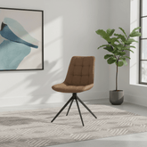 Chic Tan Leather Swivel Set of 4 Dining Chairs