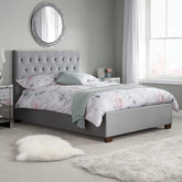 Chiswick Grey Plush Velvet Fabric Bed - Pendle Village Furniture