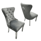 Chorley Lion Knocker Back Dark Grey Dining Chairs - Set of 4 - Pendle Village Furniture
