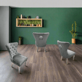 Chorley Lion Knocker Back Dark Grey Dining Chairs - Set of 4 - Pendle Village Furniture