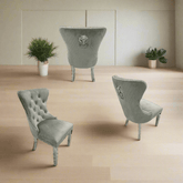 Chorley Lion Knocker back Light Grey Dining Chairs - Set of 4 - Pendle Village Furniture